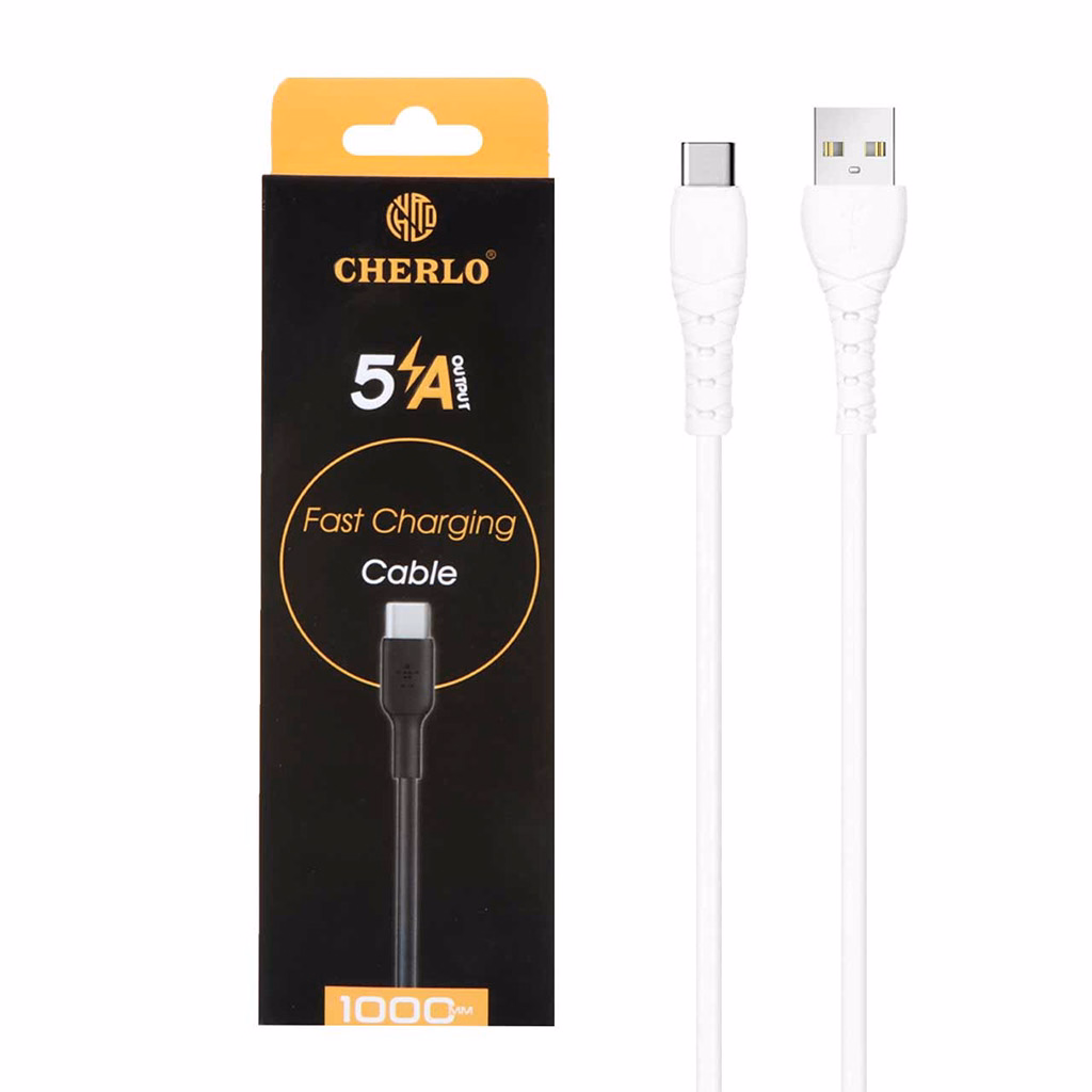 کابل تایپ سی فست شارژ 5 آمپر چرلو CH-TC10 طول 1 متر - مشکی