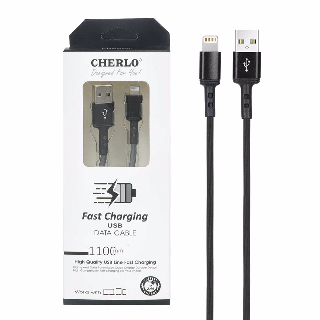 کابل لایتنینگ فست شارژ 2.4 آمپر چرلو CH-IP06 طول 1.1 متر - مشکی