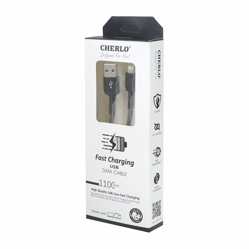 کابل لایتنینگ فست شارژ 2.4 آمپر چرلو CH-IP06 طول 1.1 متر - مشکی