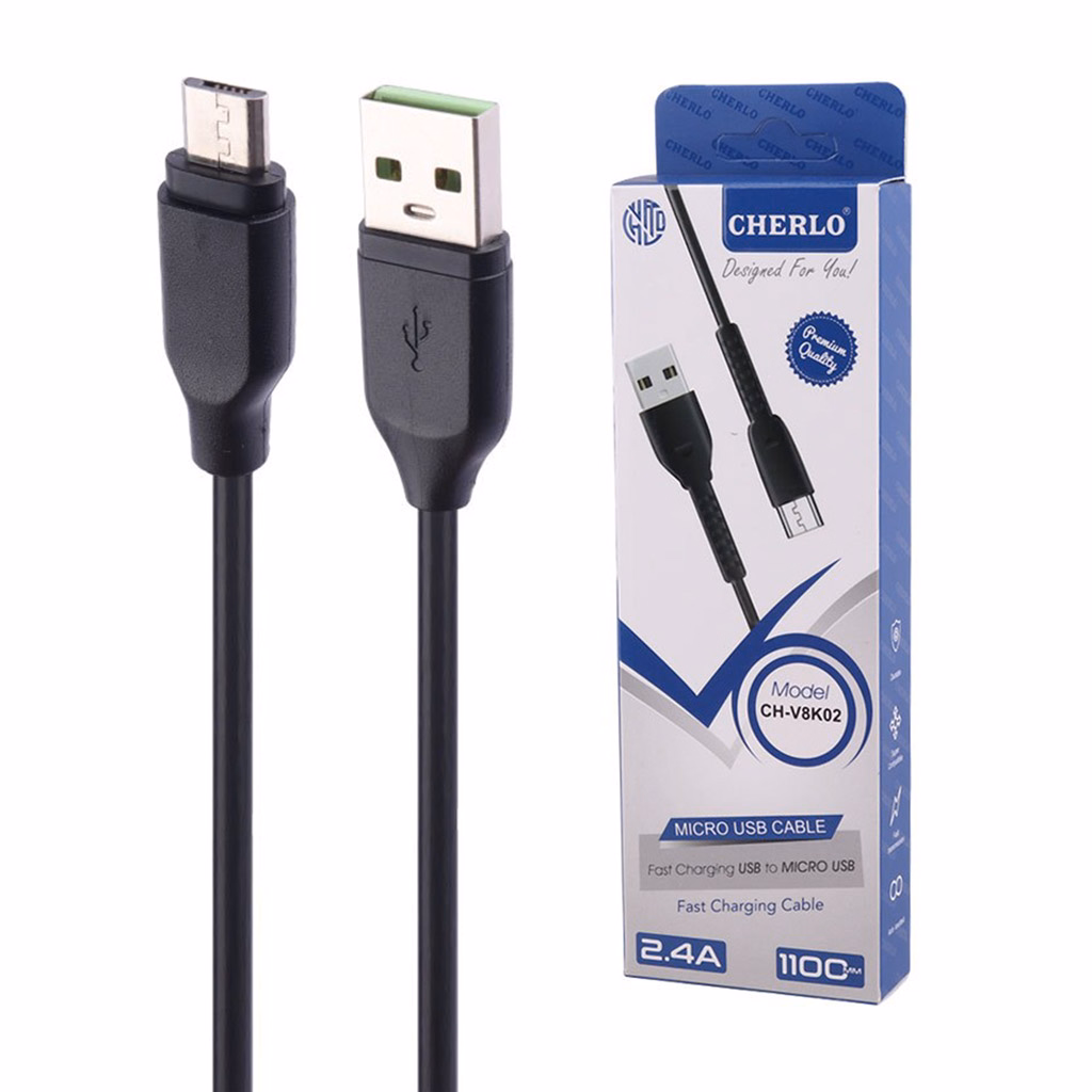 کابل میکرو یو اس بی فست شارژ 2.4 آمپر چرلو CH-V8K02 طول 1.1 متر - سفید