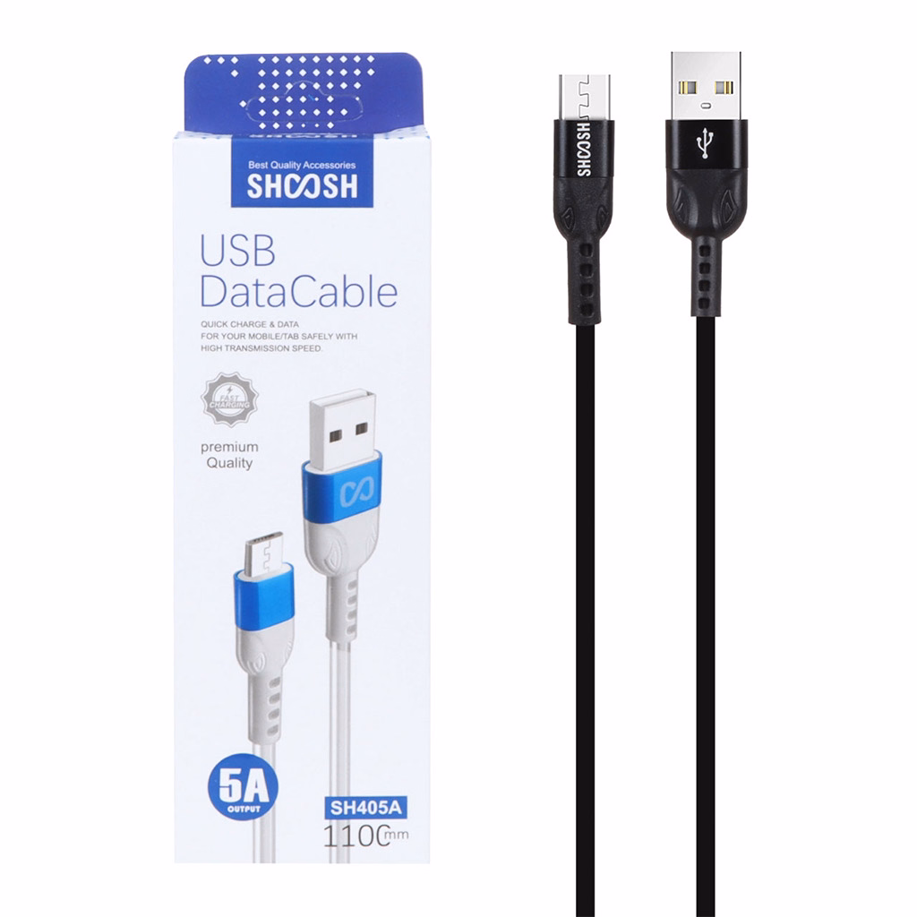 کابل میکرو یو اس بی فست شارژ 5 آمپر شوش SH405A طول 1.1 متر - مشکی