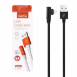 کابل میکرو یو اس بی فست شارژ 5 آمپر شوش SH241A یکسر L طول 1.1 متر - مشکی