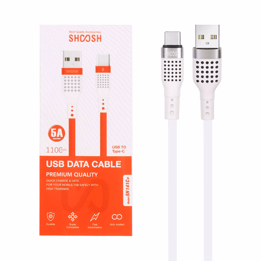 کابل تایپ سی فست شارژ 5 آمپر شوش +SH141C طول 1.1 متر - سفید