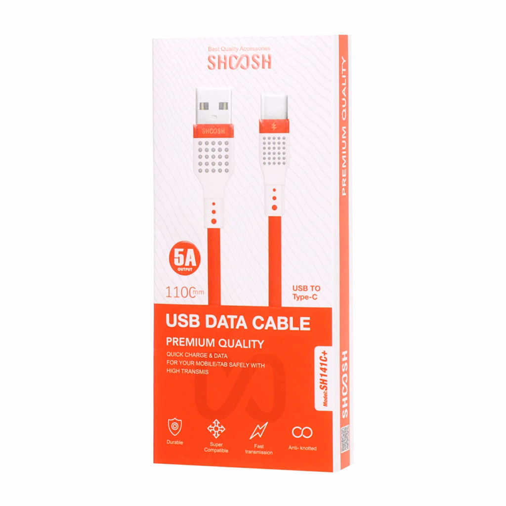 کابل تایپ سی فست شارژ 5 آمپر شوش +SH141C طول 1.1 متر - سفید