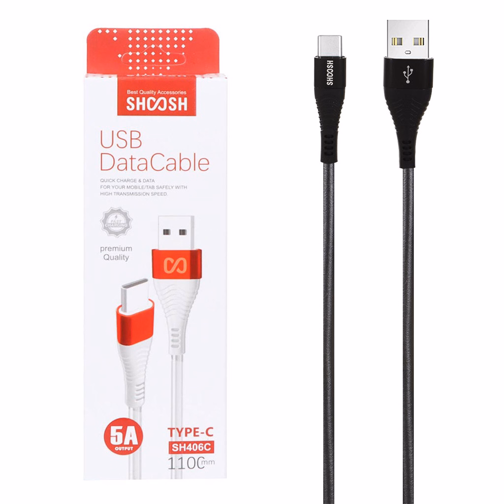 کابل تایپ سی فست شارژ 5 آمپر شوش SH406C طول 1.1 متر - مشکی