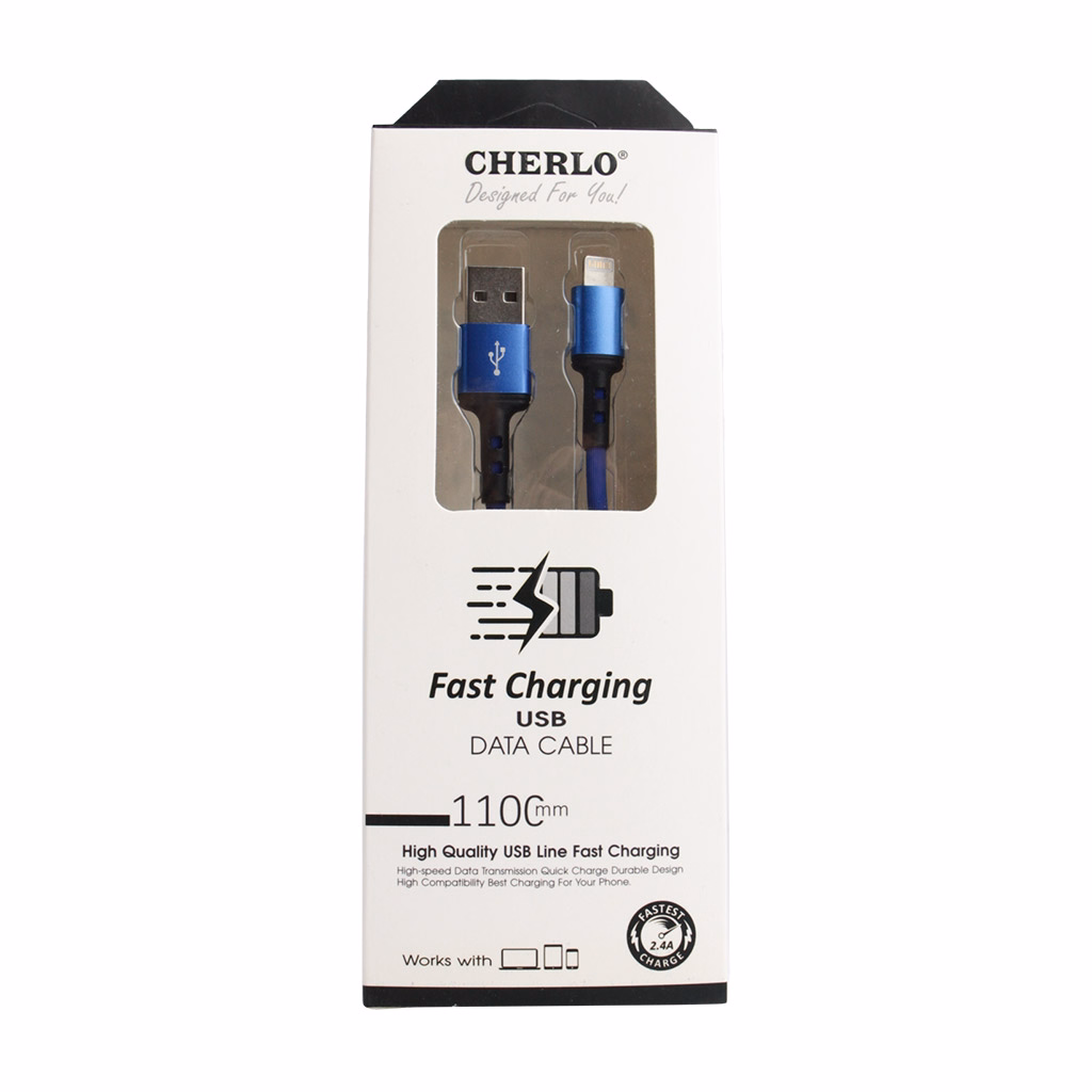 کابل لایتنینگ فست شارژ 2.4 آمپر چرلو CH-IP06 طول 1.1 متر - آبی